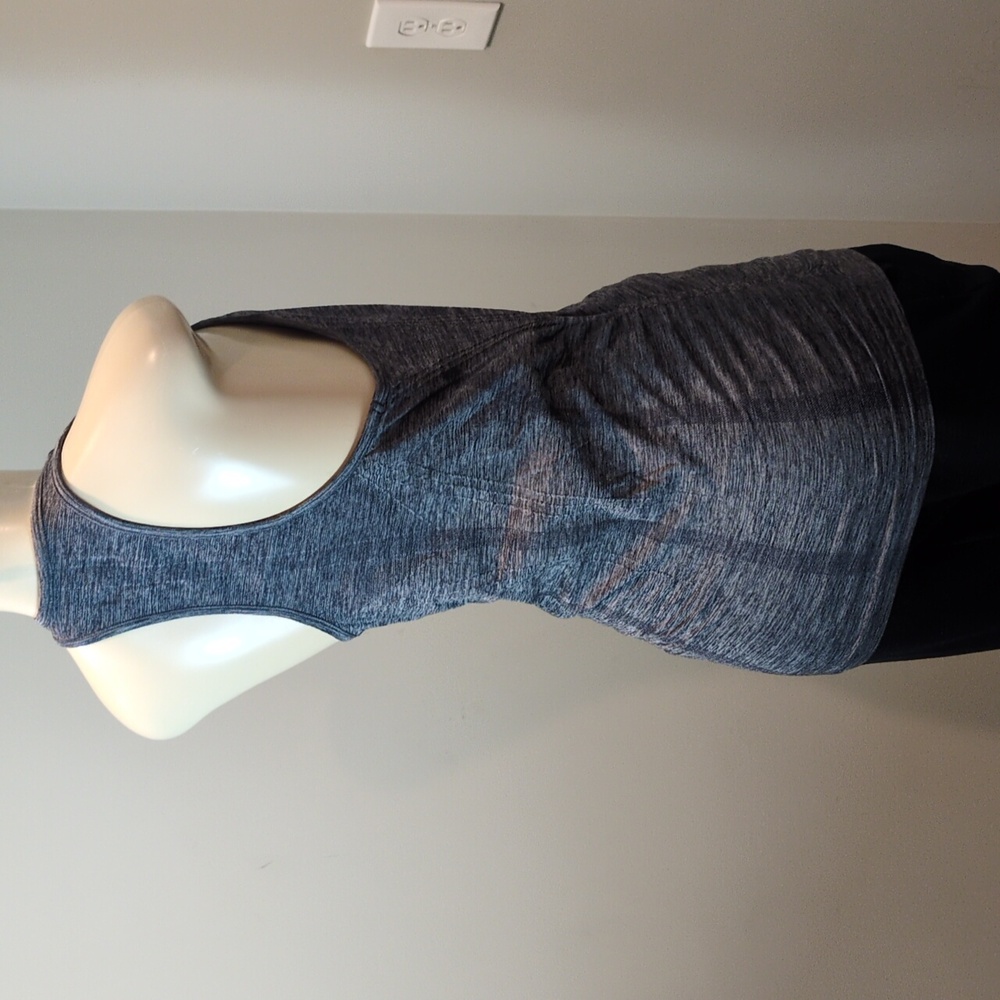Athleta Racer Back Side Ruched Long Heather Gray Stretch Tank Top Women's Small - Picture 8 of 15